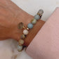 Amazonite Stretch Bracelet with Hand-Wrapped Green Rutilated Quartz in Gold