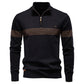 Mens Casual Half-collar Zip-up Sweater Top