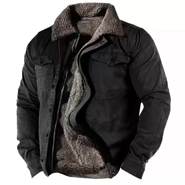 Heavy Side Seam Side Casual Zipper Loose Grey Brown Youth Cotton Jacket