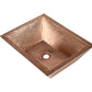 18" Rectangular Double Wall Hammered Copper Bathroom Sink