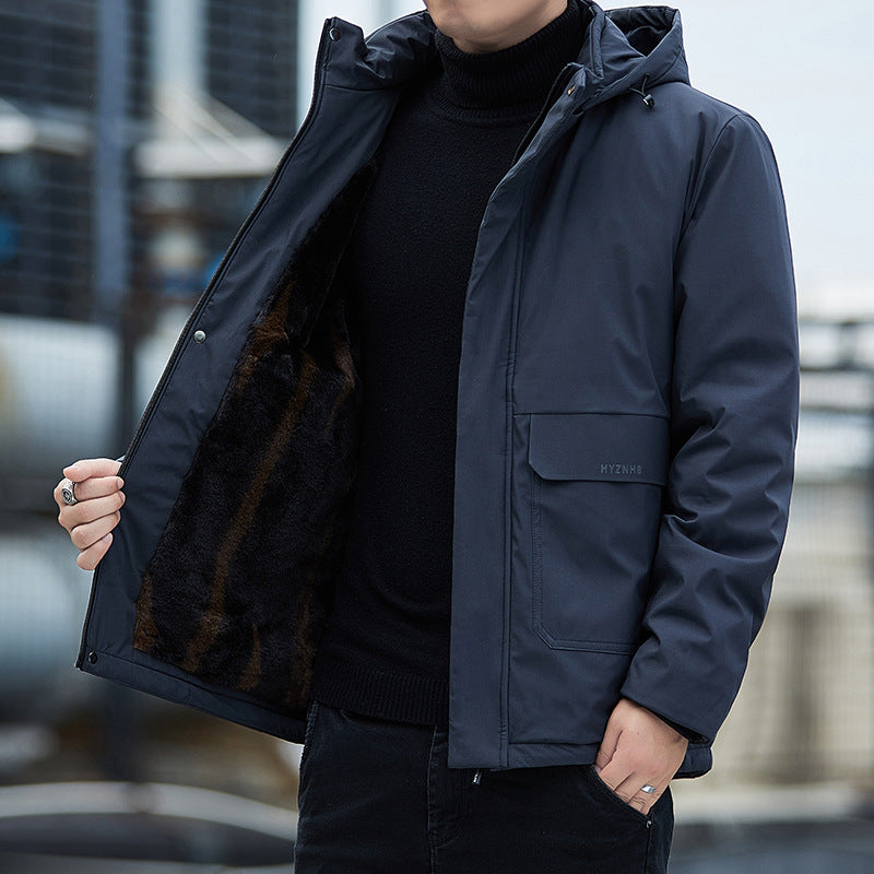 Mens Workwear Jacket AutumnWinter Fleece Lined Thickened Hooded Design Graphene