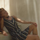 Vela Silk Slip Dress in Striped Shibori