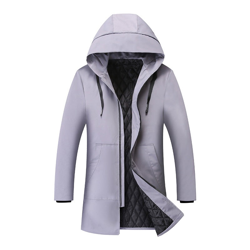 Mens Cotton-Padded Hooded Casual Jacket