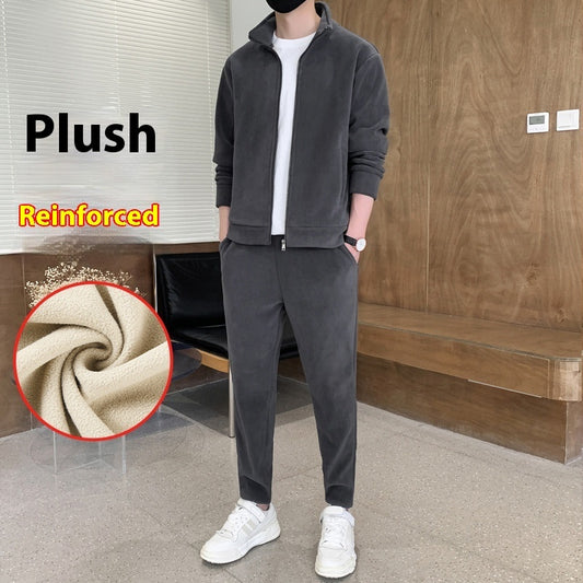 Herren Sport Freizeit Warme Strickjacke Anzug