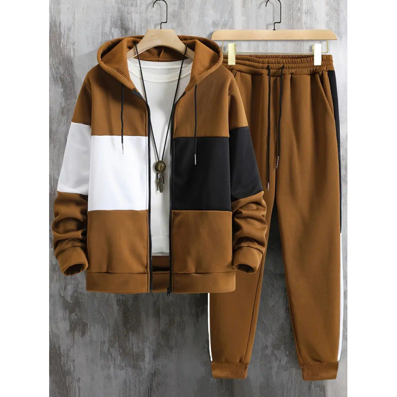 Mens Autumn Winter 3D Elephant-Print Long-Sleeve Hoodie Set