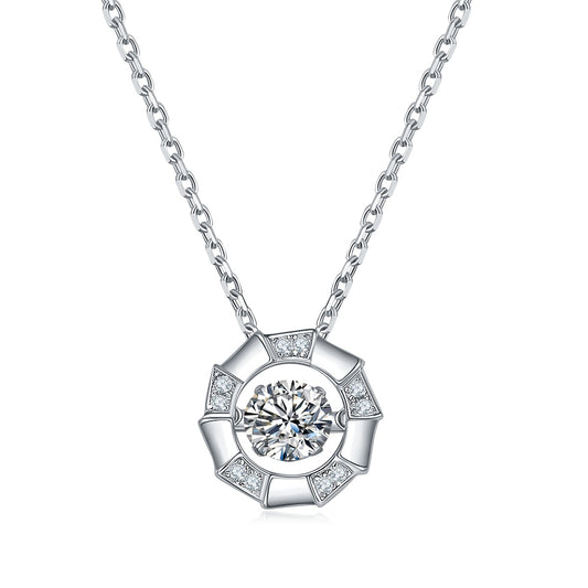 Set With Top-quality Moissanite, This Luxurious And Fashionable Light Luxury Trend Jewelry Necklace Pendant Is Made Of S925 Silver Electroplated With Platinum