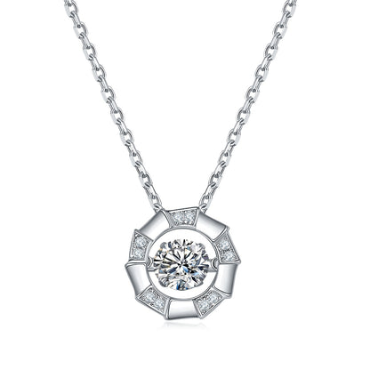 Set With Top-quality Moissanite, This Luxurious And Fashionable Light Luxury Trend Jewelry Necklace Pendant Is Made Of S925 Silver Electroplated With Platinum