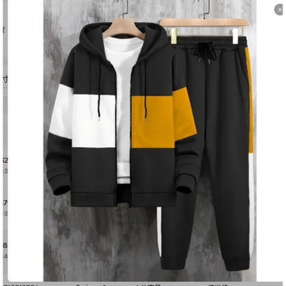 Mens Autumn Winter 3D Elephant-Print Long-Sleeve Hoodie Set