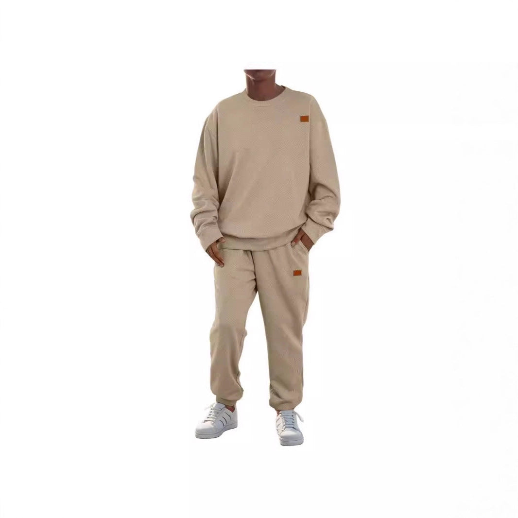 Men's Sports Casual Versatile Round Neck Sweater Set