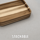 [ Set of 3 ] Zavis Green Acacia Wood Serving rectangle StackableTray / Dish 10" X 7" | Dishwasher Safe