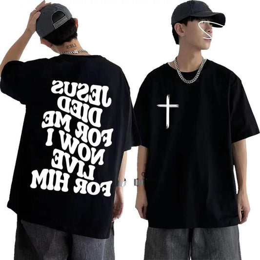 Herren Ästhetisches Christliches T-Shirt Jesus Bibelvers Schriftzug