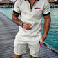 Casual Retro Plaid Printed PARIS Heat Transfer Patch Men's Beach Suit