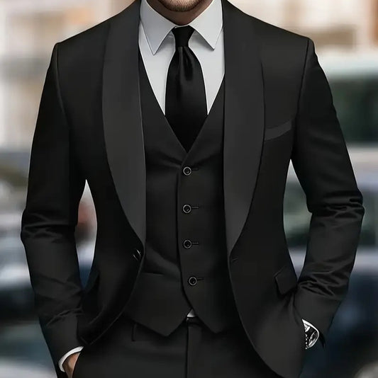 Herren Business-Casual dreiteiliger Anzug im koreanischen Stil, schmal geschnitten