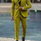 Olive Green Suit With Asymmetric Strap Detail And Tailored Fit