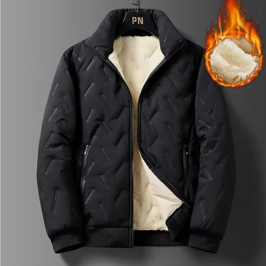 Herren Gefüttert Fleece Warm Umlegekragen Reißverschluss Jacke Hose