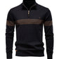 Mens Casual Half-collar Zip-up Sweater Top
