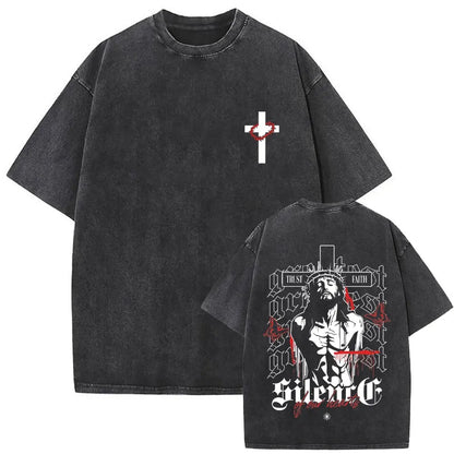 Christian Religious Jesus Forgive Them Father Vintage Washed T-shirt