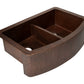 33" Farmhouse Double Well 50/50 Plain Round Apron Hammered Copper Kitchen Sink