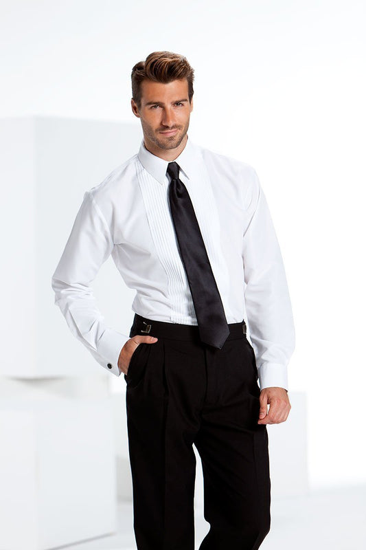 "Gianni" White Laydown Tuxedo Shirt