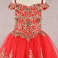 Embroidery Embellished Glitter Mesh A-Line Kids Dress