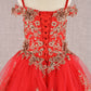 Embroidery Embellished Glitter Mesh A-Line Kids Dress
