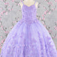 3-D Butterfly Sequin Mesh Kids Dress w/ Detachable Long Mesh Cape