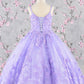3-D Butterfly Sequin Mesh Kids Dress w/ Detachable Long Mesh Cape