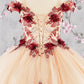 3-D Flower Embroidery Bead Mesh Kids Dress