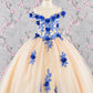 3-D Flower Embroidery Bead Mesh Kids Dress