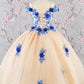 3-D Flower Embroidery Bead Mesh Kids Dress