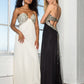 Strapless Open Back Chiffon Long Dress with Jewel Embellished Bust
