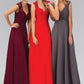 Empire Waist Long Dress with Ruched Bodice and Lace Back