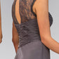 Empire Waist Long Dress with Ruched Bodice and Lace Back
