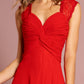 Empire Waist Long Dress with Ruched Bodice and Lace Back