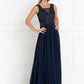 Chiffon Illusion V-Neck A-Line Long Dress with Beads Embellished
