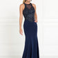 Charmeuse Mermaid Long Dress with Beads and Sequin Embellished
