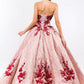 Beads Embellished Neckline Full Glitter Mesh Quinceanera Dress