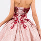 Beads Embellished Neckline Full Glitter Mesh Quinceanera Dress