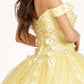 Embroidery Embellished Glitter-Mesh Cut-Away Shoulder Quinceanera Dress