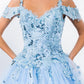 Embroidery Embellished Glitter Mesh Quinceanera Dress
