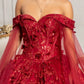 Cut-Away Shoulder Sweetheart Glitter Mesh Quinceanera Dress