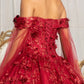Cut-Away Shoulder Sweetheart Glitter Mesh Quinceanera Dress