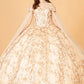 Cut-Away Shoulder Sweetheart Glitter Mesh Quinceanera Dress