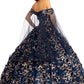 Cut-Away Shoulder Sweetheart Glitter Mesh Quinceanera Dress