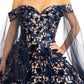Cut-Away Shoulder Sweetheart Glitter Mesh Quinceanera Dress