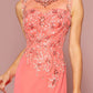 Beaded Chiffon Floor Length Dress with Sheer Neckline and Side Slit