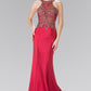 Beads and Embroidery Embellished Sheer Bodice Jersey Long Dress