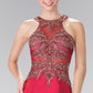 Beads and Embroidery Embellished Sheer Bodice Jersey Long Dress