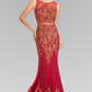 Mock Two-Piece Embroidered Jersey Long Dress
