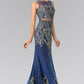 Mock Two-Piece Embroidered Jersey Long Dress